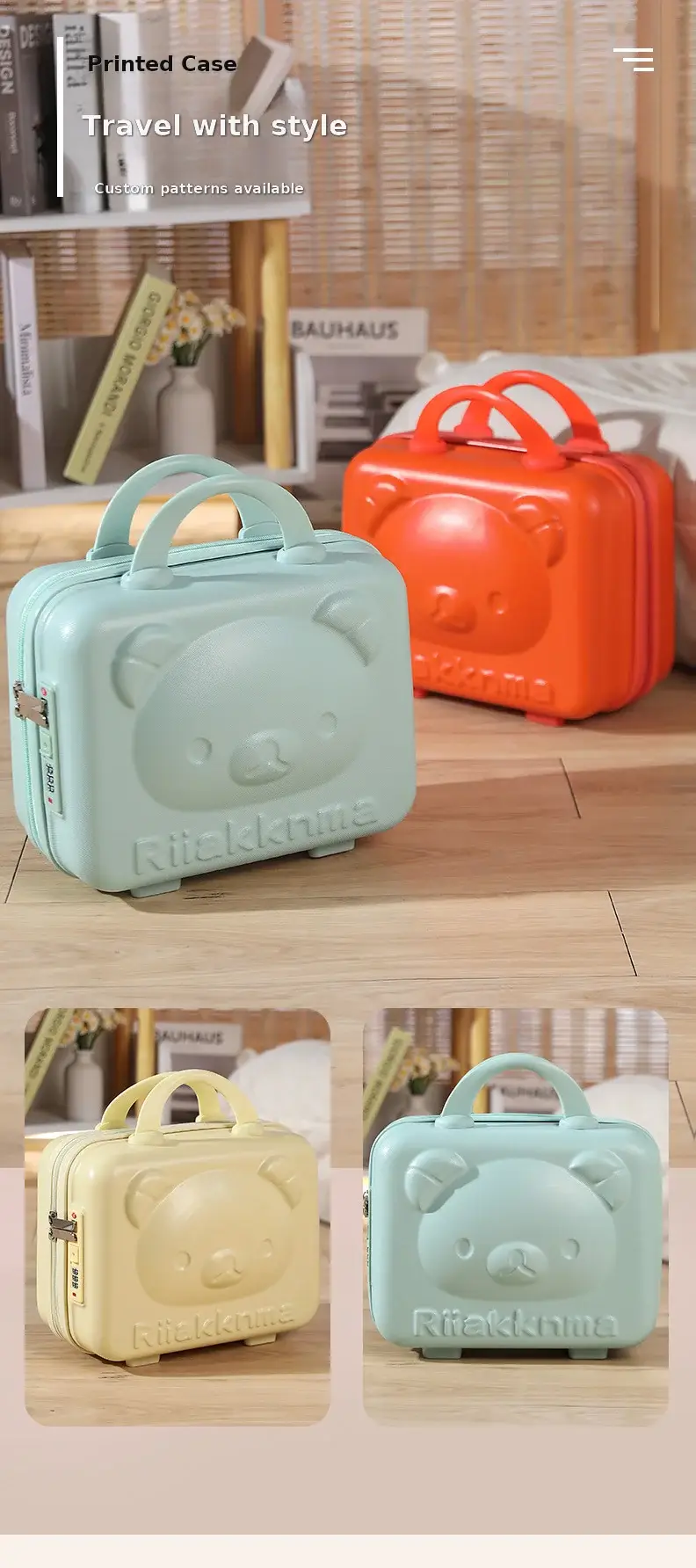 Pink Bear Design 14 Inch Mini Suitcase with Password Lock — feature 7