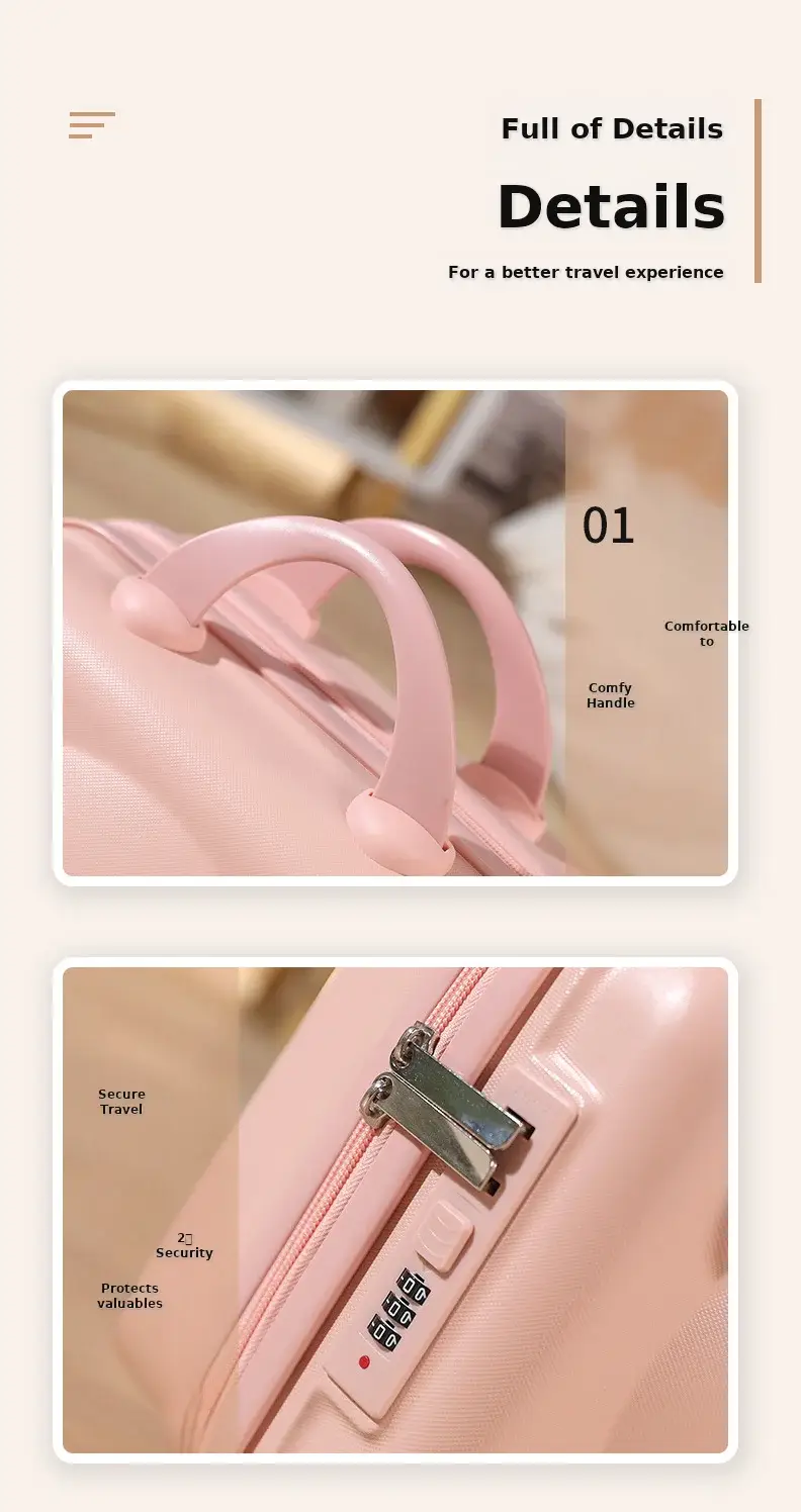 Pink Bear Design 14 Inch Mini Suitcase with Password Lock — feature 8