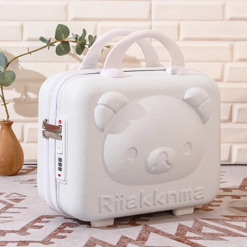 Pink Bear Design 14 Inch Mini Suitcase with Password Lock - Image 3