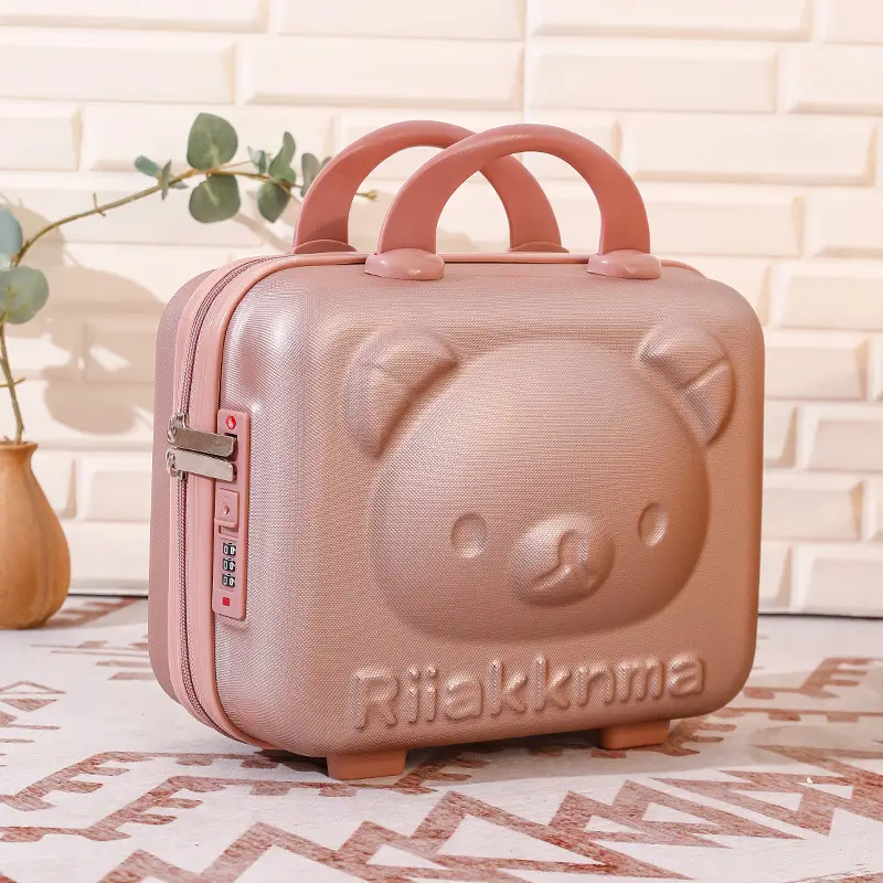 Pink Bear Design 14 Inch Mini Suitcase with Password Lock - Image 4