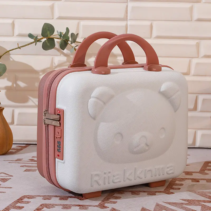 Pink Bear Design 14 Inch Mini Suitcase with Password Lock - Image 5
