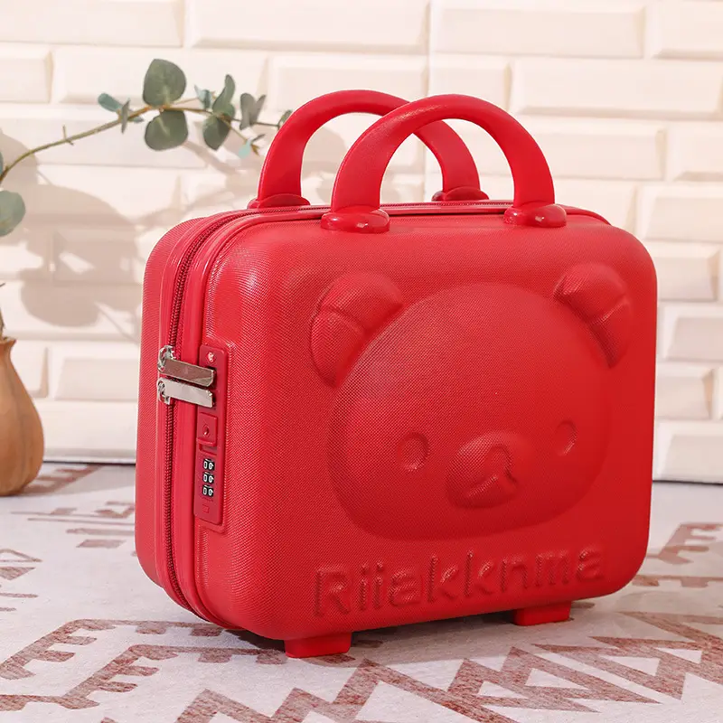 Pink Bear Design 14 Inch Mini Suitcase with Password Lock - Image 6