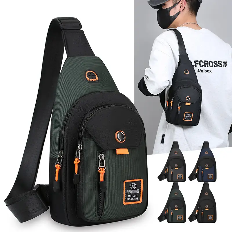 Men's Waterproof Oxford Chest Bag Black - Image 6