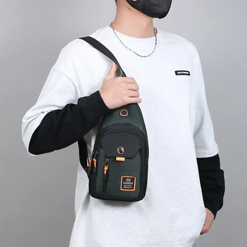 Men's Waterproof Oxford Chest Bag Black - Image 7