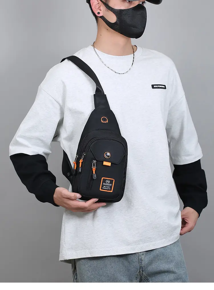 Men's Waterproof Oxford Chest Bag Black — feature 14