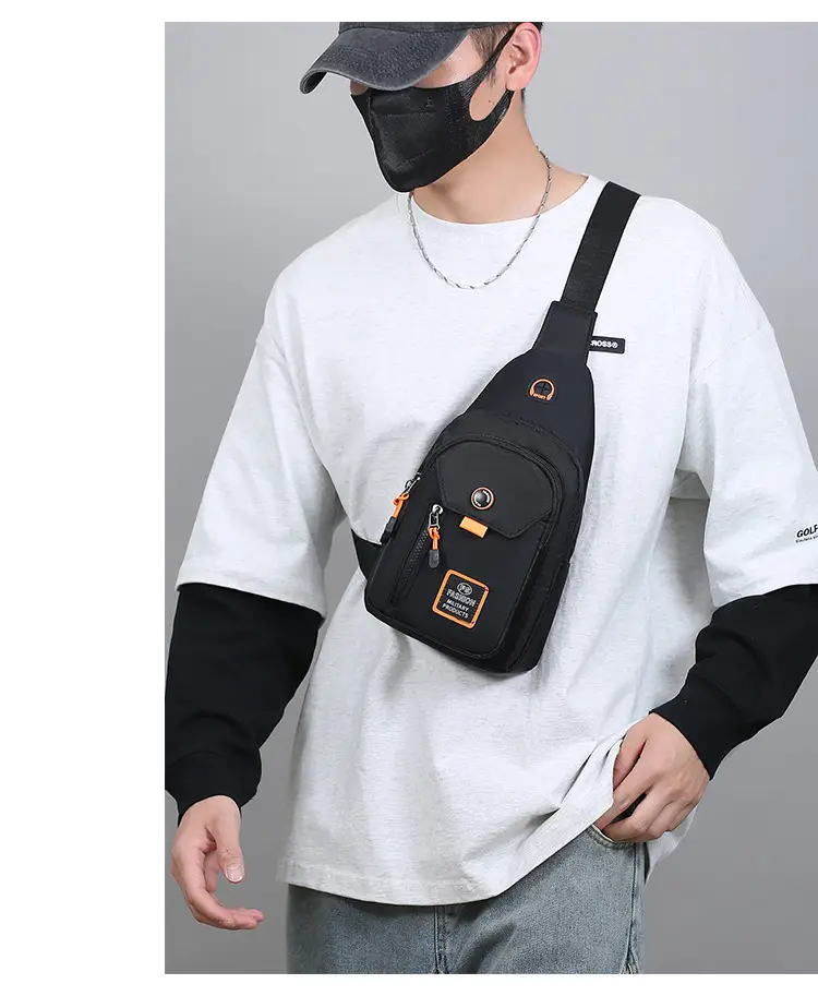 Men's Waterproof Oxford Chest Bag Black — feature 15
