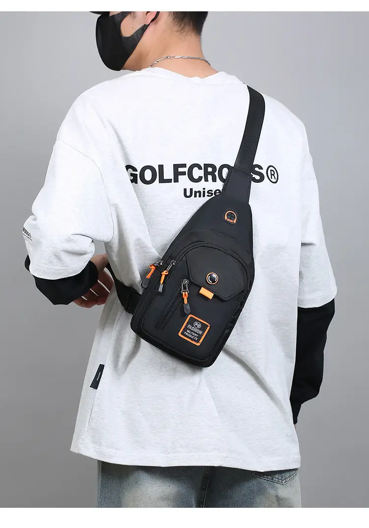 Men's Waterproof Oxford Chest Bag Black — feature 16