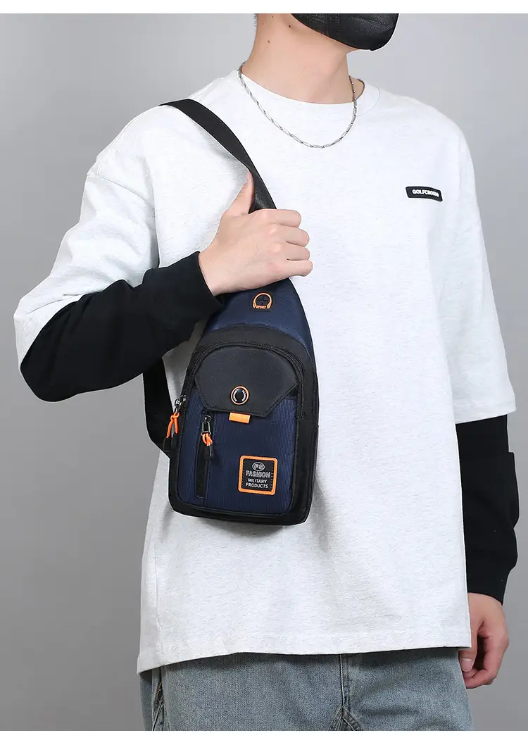 Men's Waterproof Oxford Chest Bag Black — feature 17