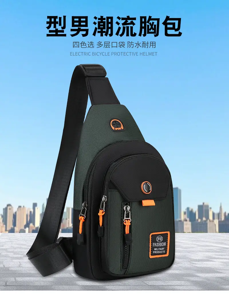 Men's Waterproof Oxford Chest Bag Black — feature 2