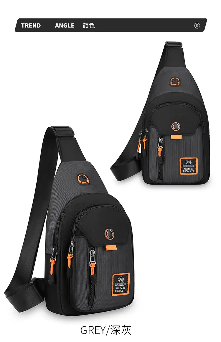 Men's Waterproof Oxford Chest Bag Black — feature 20