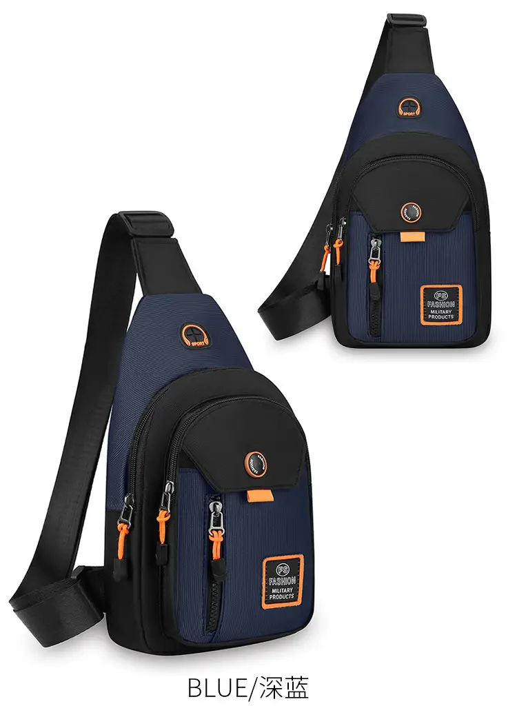 Men's Waterproof Oxford Chest Bag Black — feature 21