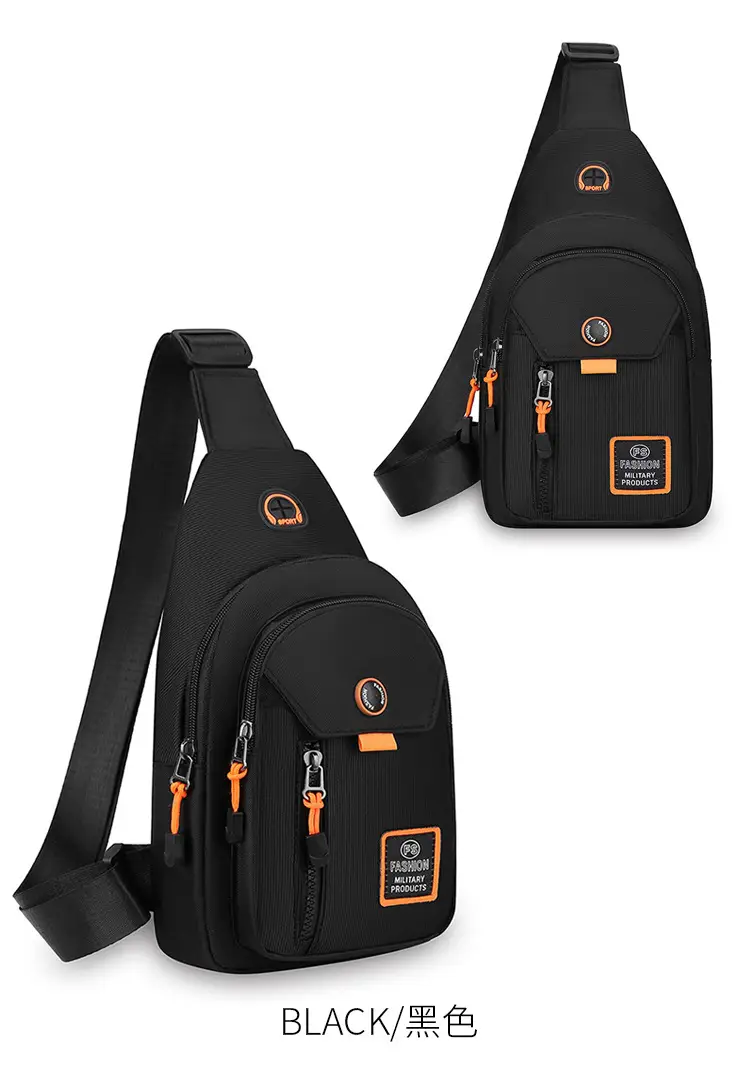 Men's Waterproof Oxford Chest Bag Black — feature 23