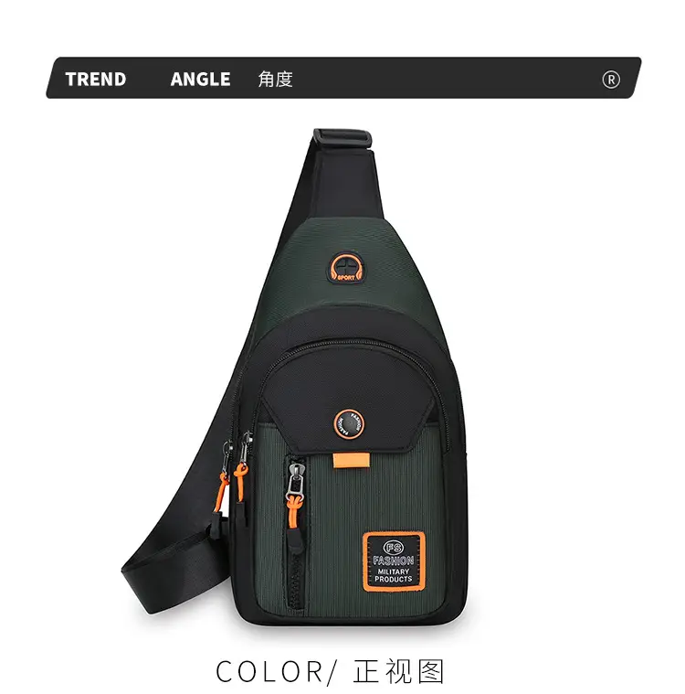 Men's Waterproof Oxford Chest Bag Black — feature 24