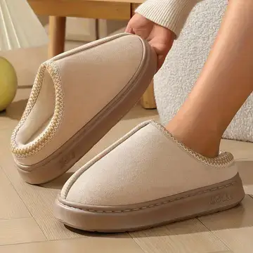 Cross-Border Suede Ethnic Style Cotton Slippers for Women, Indoor and Outdoor Wear, Thick-Soled Warm Couple Eva Slippers for Men — feature 9