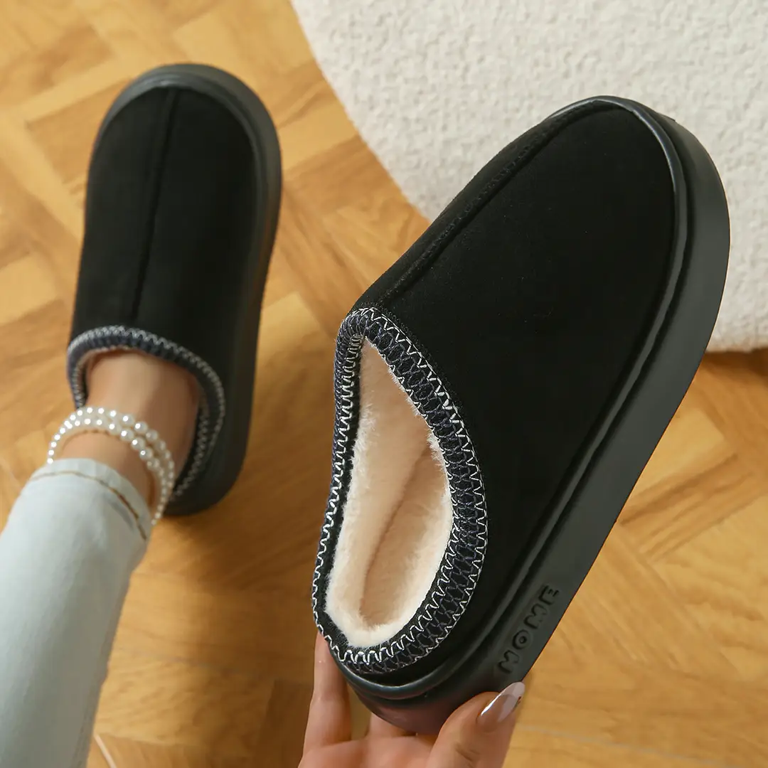 Cross-Border Suede Ethnic Style Cotton Slippers for Women, Indoor and Outdoor Wear, Thick-Soled Warm Couple Eva Slippers for Men