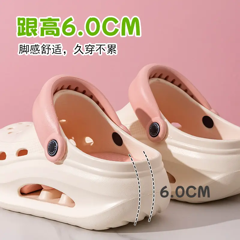 Adult Women's Thick-soled Hole Shoes Women's New Non-slip Beach Heightened Baotou Sandals Slippers Women's Summer Outer Wear