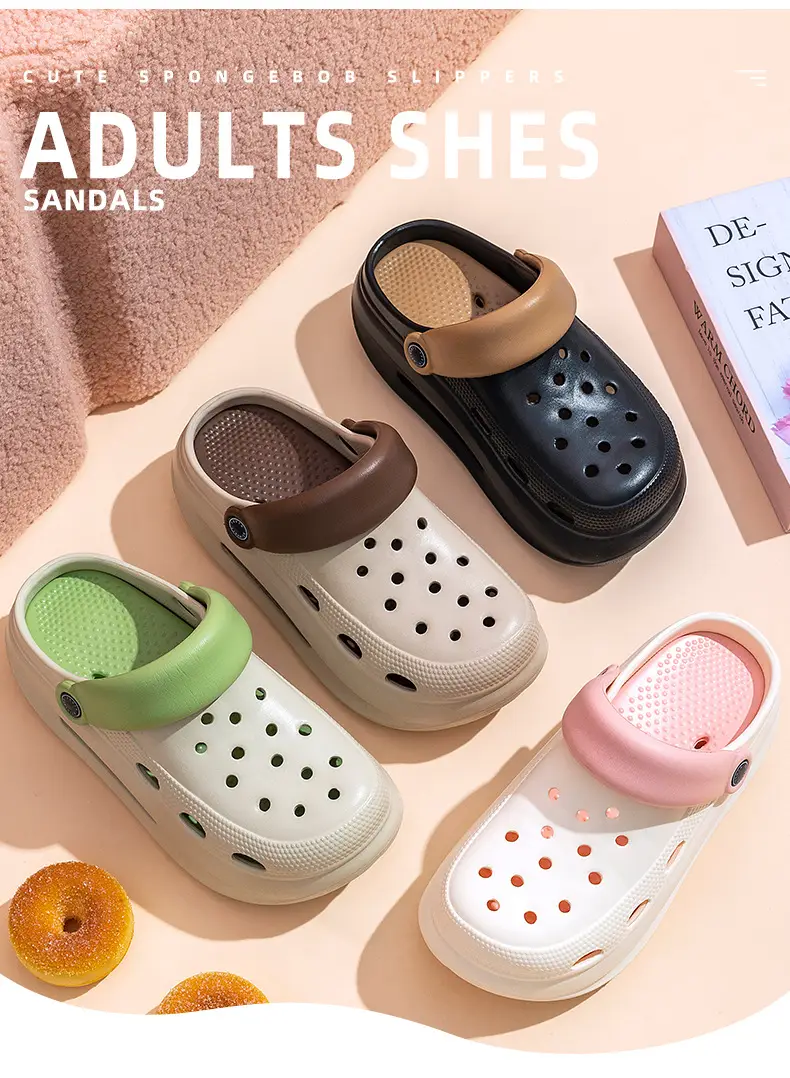 Adult Women's Thick-soled Hole Shoes Women's New Non-slip Beach Heightened Baotou Sandals Slippers Women's Summer Outer Wear — feature 1