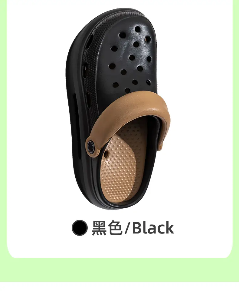 Adult Women's Thick-soled Hole Shoes Women's New Non-slip Beach Heightened Baotou Sandals Slippers Women's Summer Outer Wear — feature 11