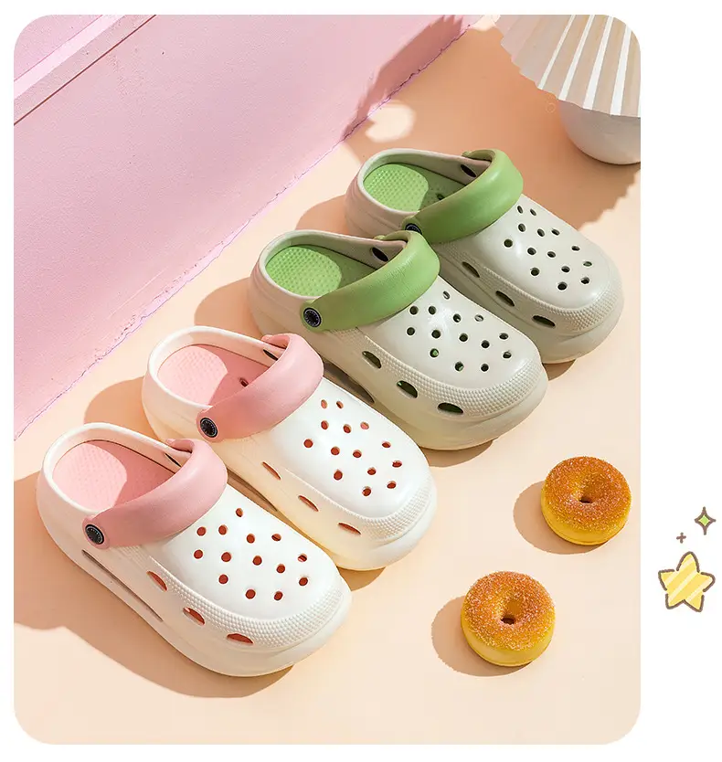 Adult Women's Thick-soled Hole Shoes Women's New Non-slip Beach Heightened Baotou Sandals Slippers Women's Summer Outer Wear — feature 13