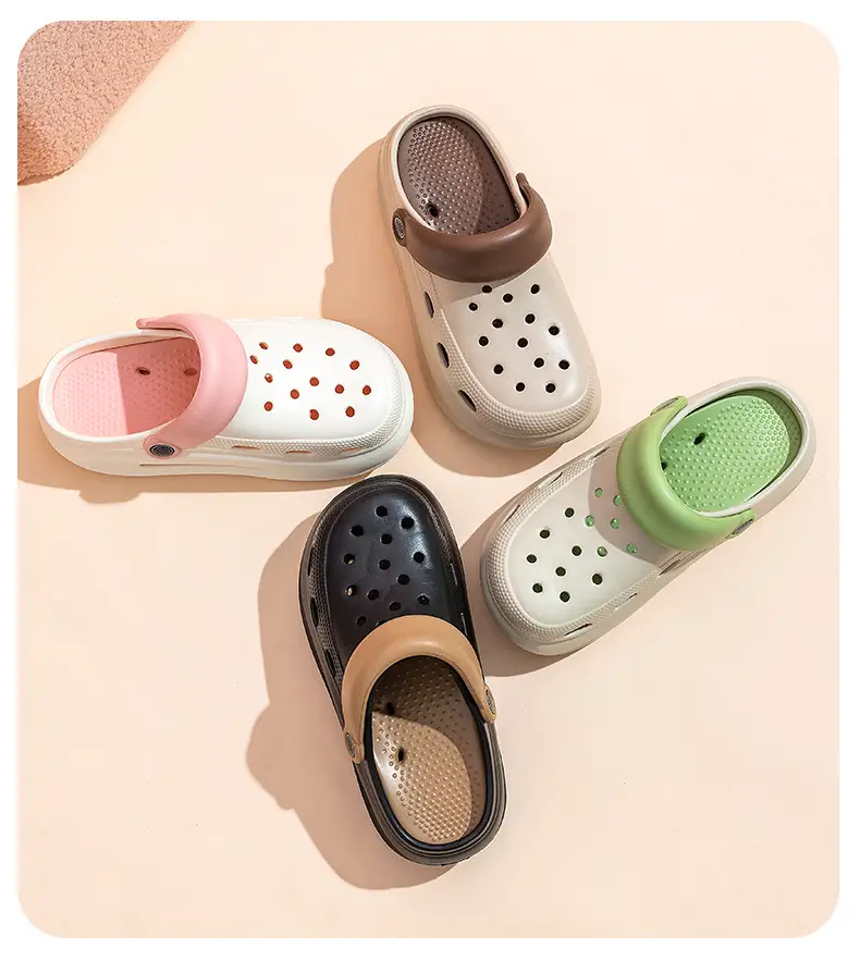 Adult Women's Thick-soled Hole Shoes Women's New Non-slip Beach Heightened Baotou Sandals Slippers Women's Summer Outer Wear — feature 14