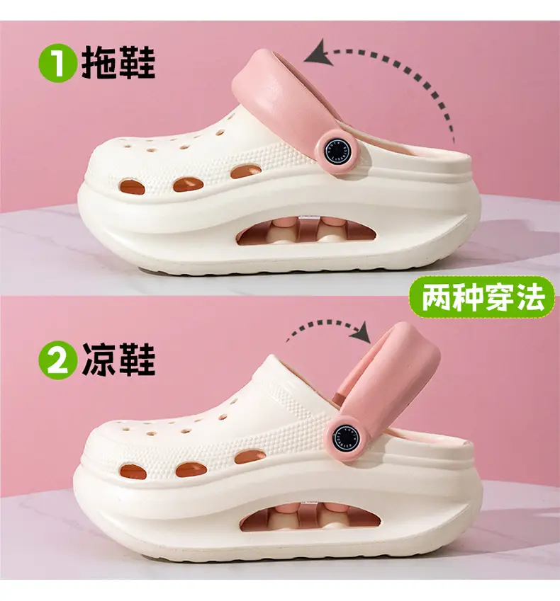 Adult Women's Thick-soled Hole Shoes Women's New Non-slip Beach Heightened Baotou Sandals Slippers Women's Summer Outer Wear — feature 3