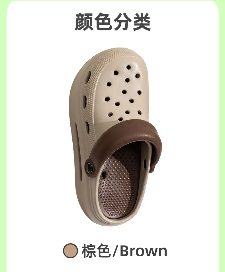 Adult Women's Thick-soled Hole Shoes Women's New Non-slip Beach Heightened Baotou Sandals Slippers Women's Summer Outer Wear — feature 8