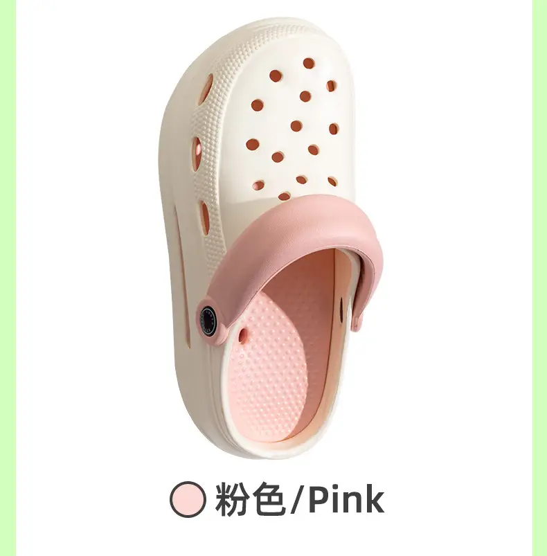 Adult Women's Thick-soled Hole Shoes Women's New Non-slip Beach Heightened Baotou Sandals Slippers Women's Summer Outer Wear — feature 9