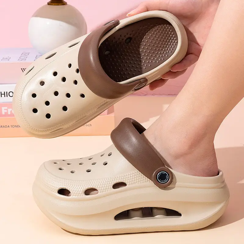 Adult Women's Thick-soled Hole Shoes Women's New Non-slip Beach Heightened Baotou Sandals Slippers Women's Summer Outer Wear