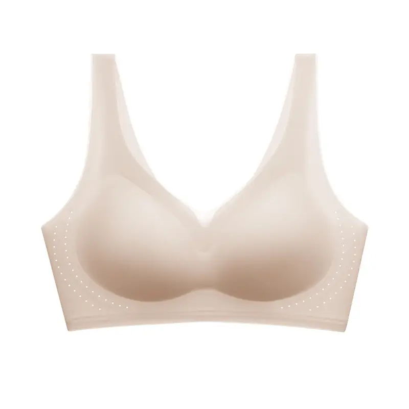 Ultra-thin ice silk milk leather cup underwear big chest small plus size 100.00kg gathered upper support ultra-thin seamless bra summer