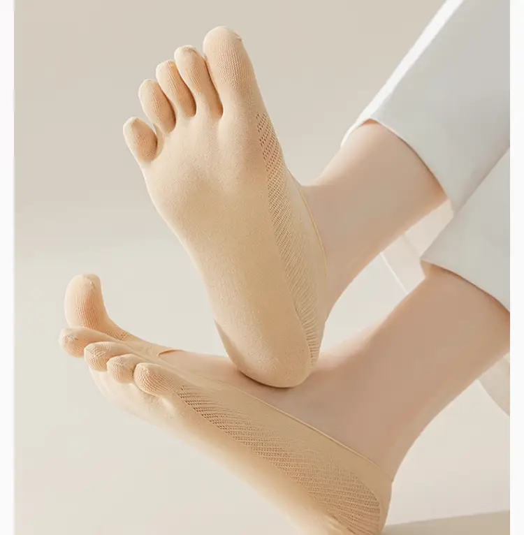 Socks women's spring and summer thin toe socks shallow mouth invisible do not fall silicone non-slip mesh breathable ice silk boat socks — feature 14