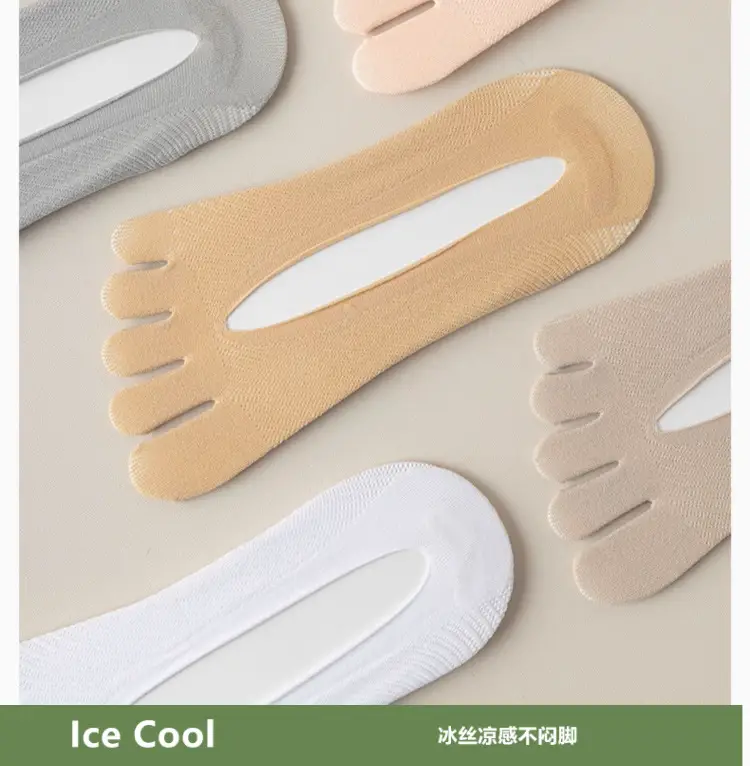 Socks women's spring and summer thin toe socks shallow mouth invisible do not fall silicone non-slip mesh breathable ice silk boat socks — feature 7