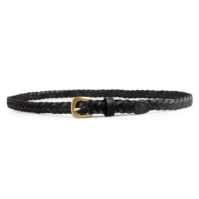 Braided Leather Belt with Vintage Pin Buckle for Women - Image 8