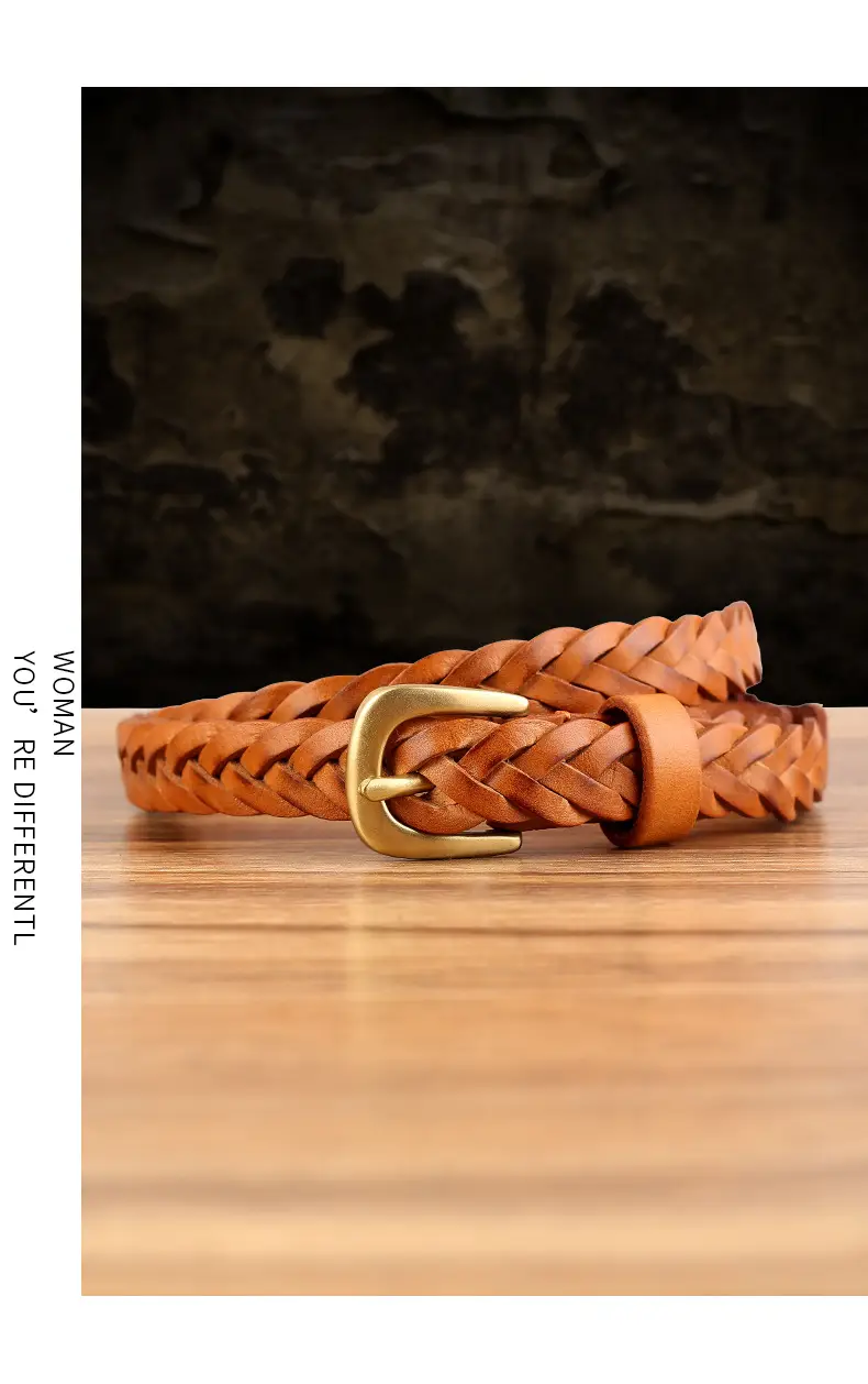 Braided Leather Belt with Vintage Pin Buckle for Women — feature 12