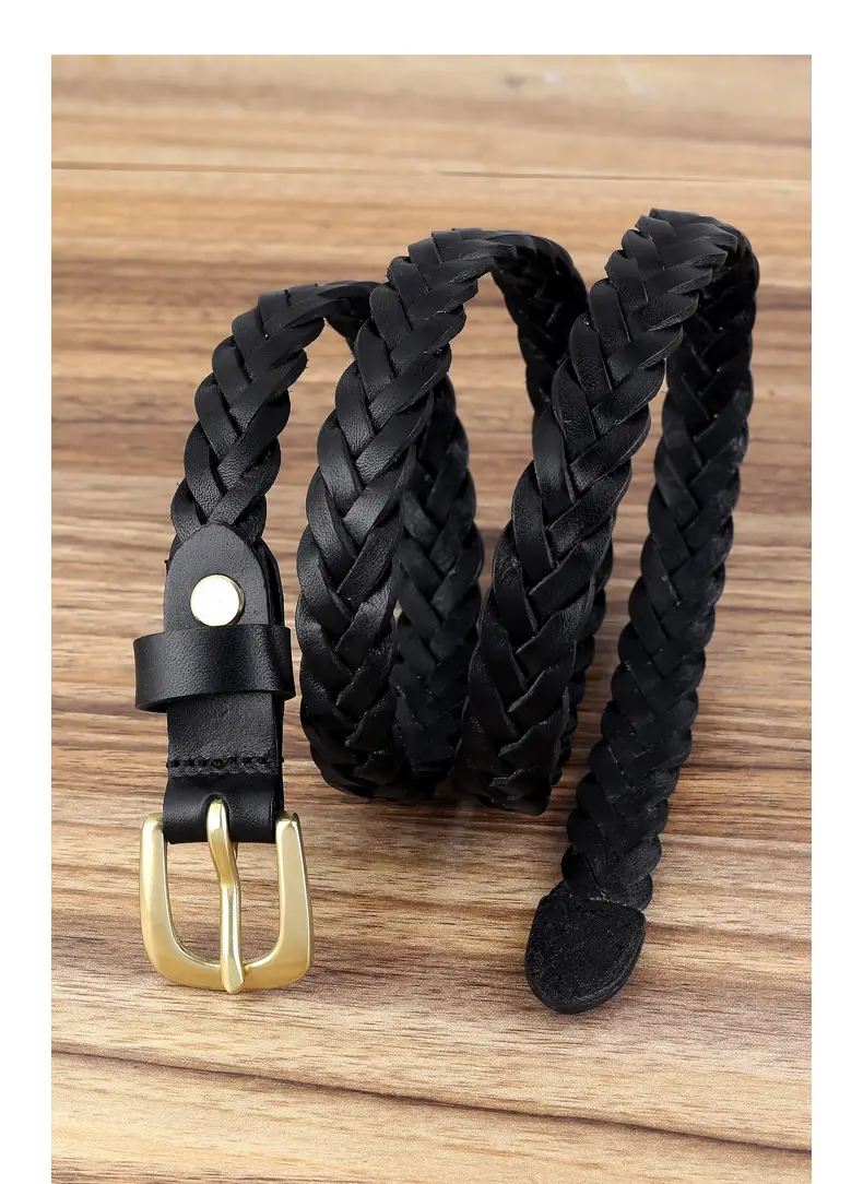Braided Leather Belt with Vintage Pin Buckle for Women — feature 15