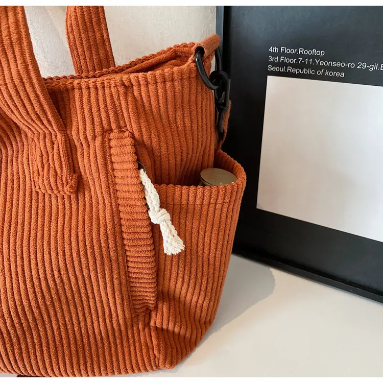 Olive Green Corduroy Women's Commuter Tote Bag Large Capacity — feature 32