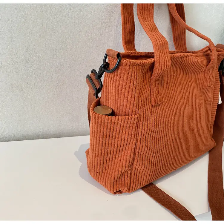 Olive Green Corduroy Women's Commuter Tote Bag Large Capacity — feature 33