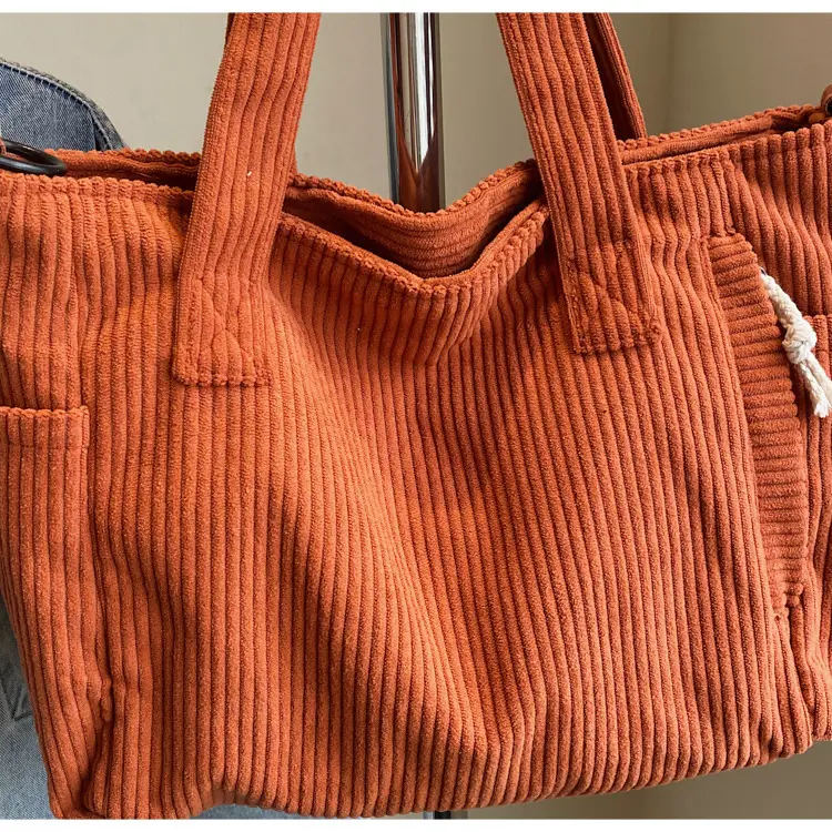 Olive Green Corduroy Women's Commuter Tote Bag Large Capacity — feature 41