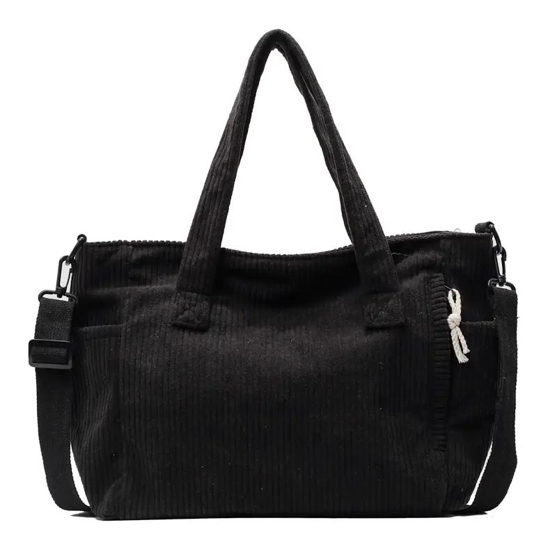 Olive Green Corduroy Women's Commuter Tote Bag Large Capacity