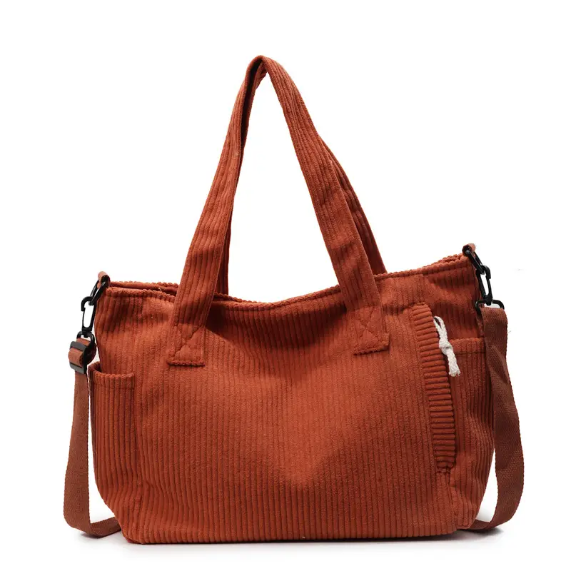 Olive Green Corduroy Women's Commuter Tote Bag Large Capacity
