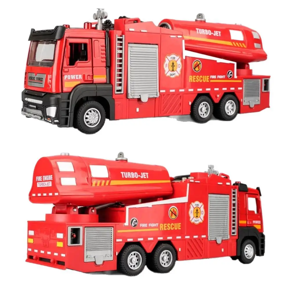 Children's alloy fire truck toy boy can spray water sprinkler truck ladder truck rescue engineering car toy car