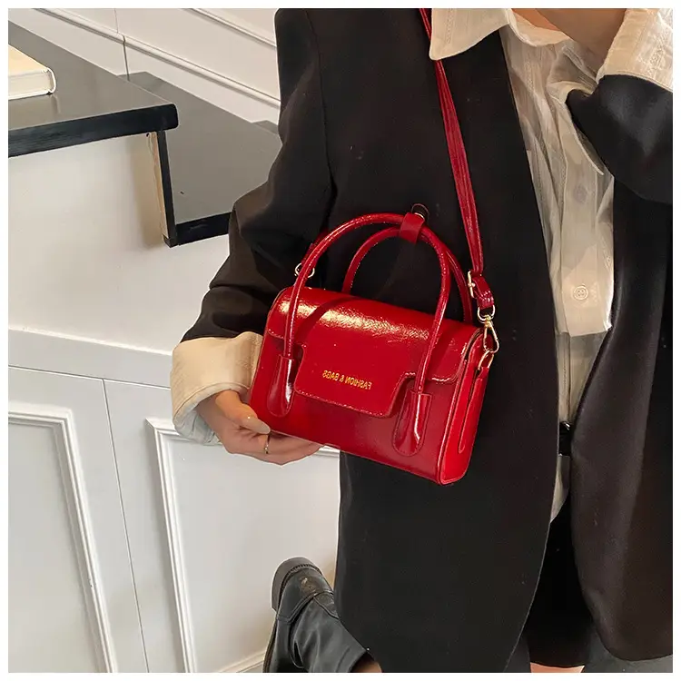 Women's Retro Textured Square Handbag Brown 2025 — feature 17