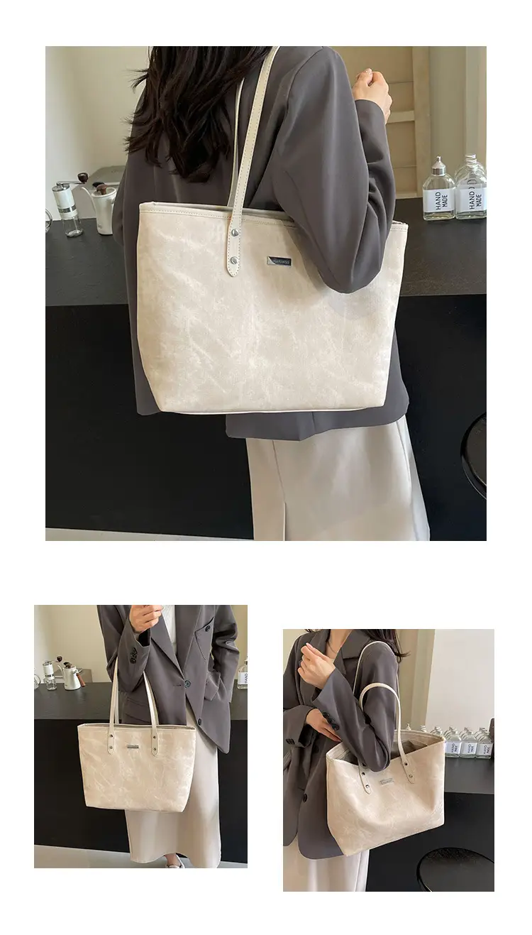 Women's Beige Large Capacity Shoulder Tote Bag 2025 — feature 10