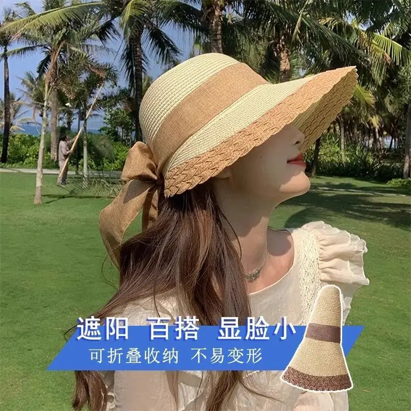 Women Straw Sun Hat with Tie Bow High Beauty Value - Image 3