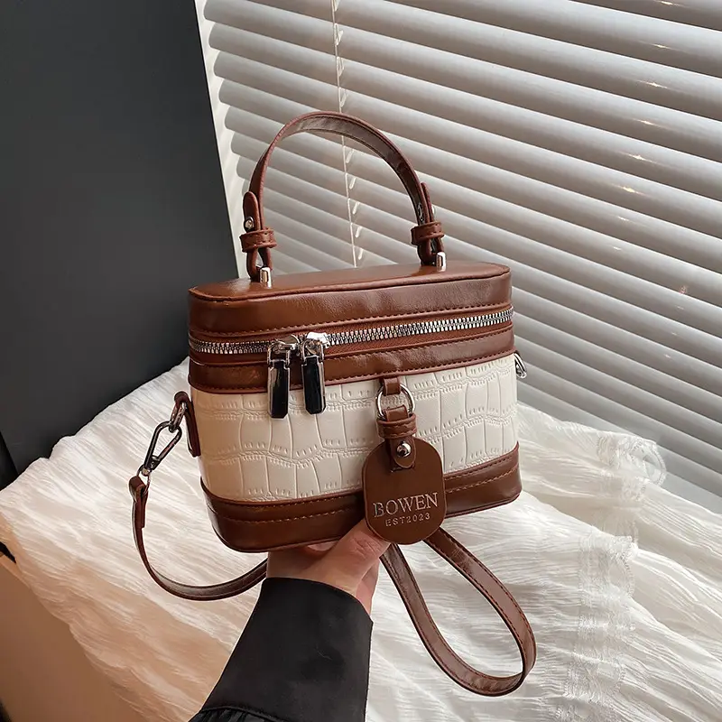 Chanel-Style Brown White Crossbody Bag for Women 2026