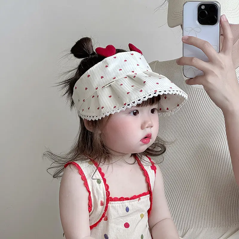 Baby Sun Hat with Red Bow for Girls