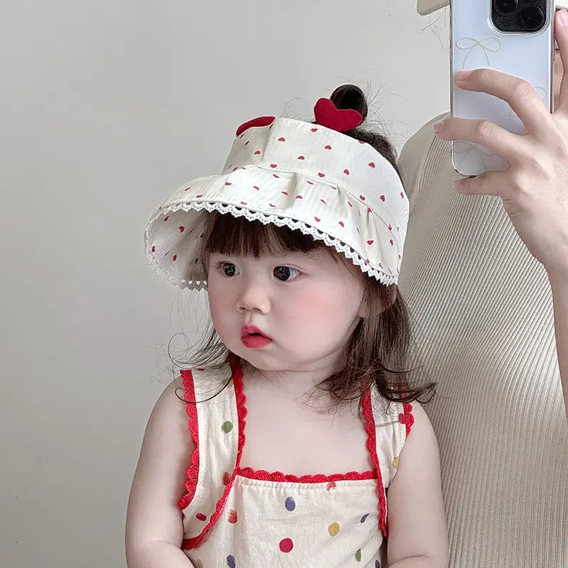 Baby Sun Hat with Red Bow for Girls
