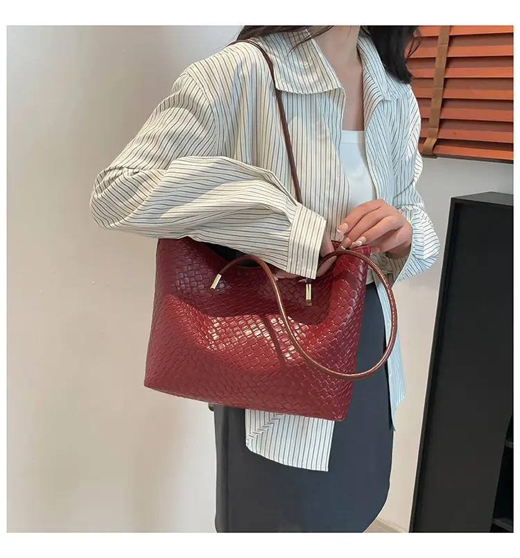 Red Woven Women's Large Commuter Shoulder Bag — feature 20