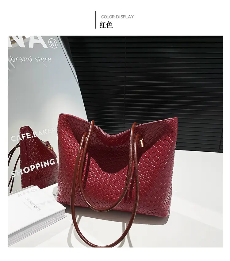 Red Woven Women's Large Commuter Shoulder Bag — feature 28