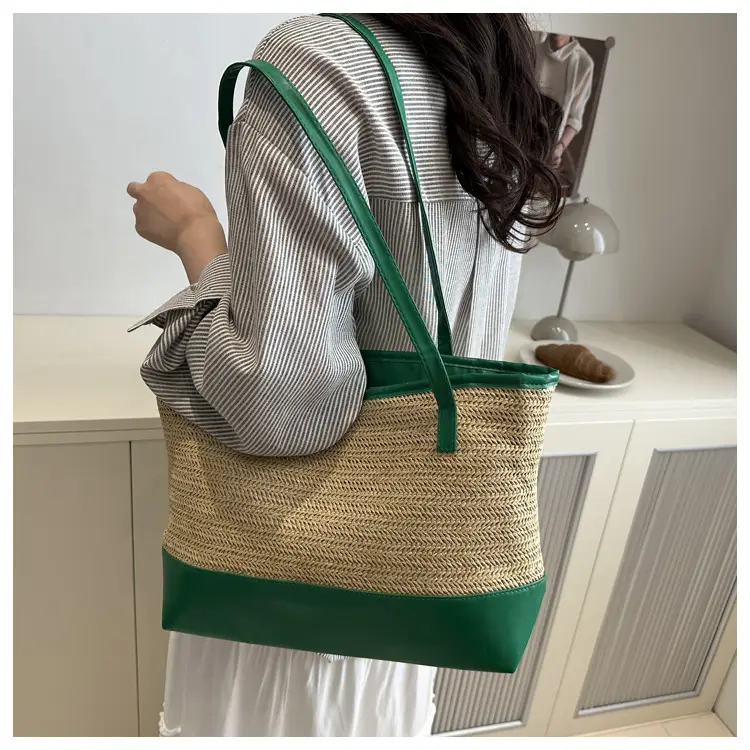Women Straw Tote Bag Pink 2025 Spring Summer — feature 10