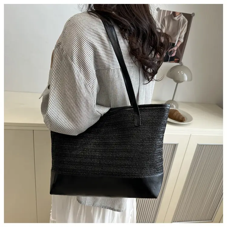 Women Straw Tote Bag Pink 2025 Spring Summer — feature 15